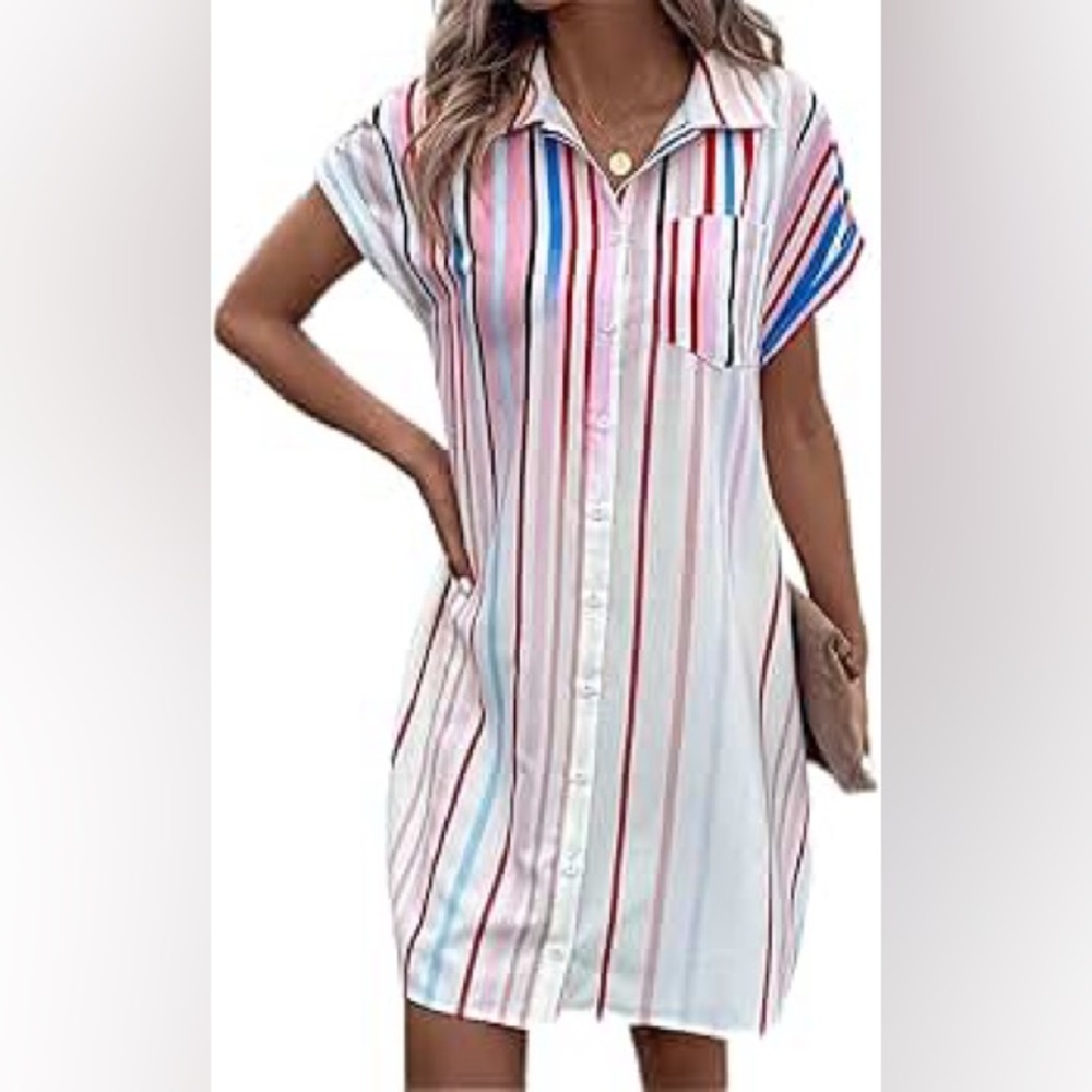 Dripping Paint Button Down Dress
